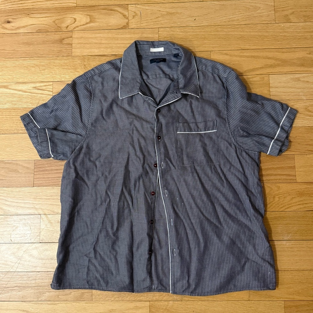 Ted Baker Patterned Blue Short Sleeve Button Down